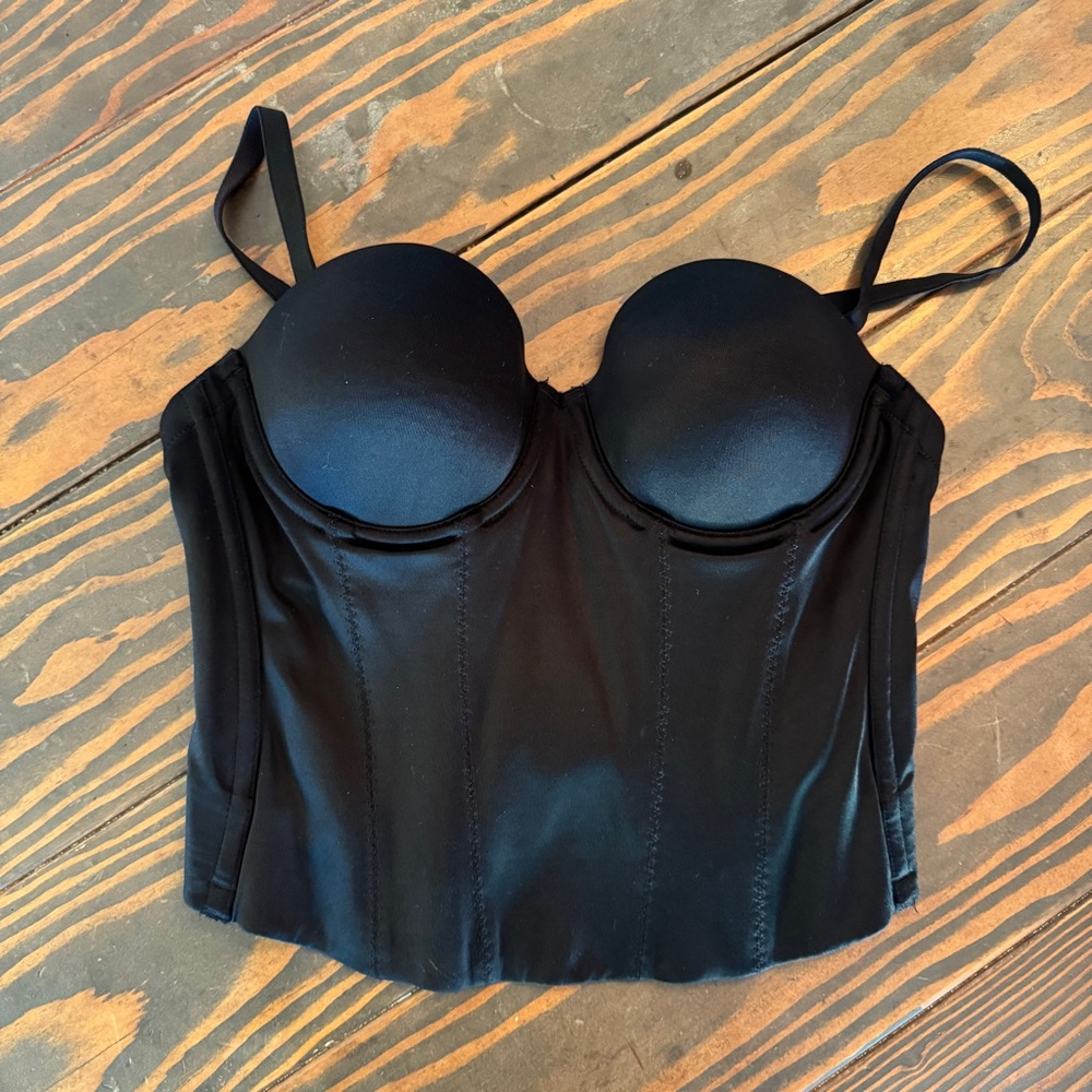 Victoria’s Secret Back Off Baby Bustier 36B Black Low Back Corset NWT